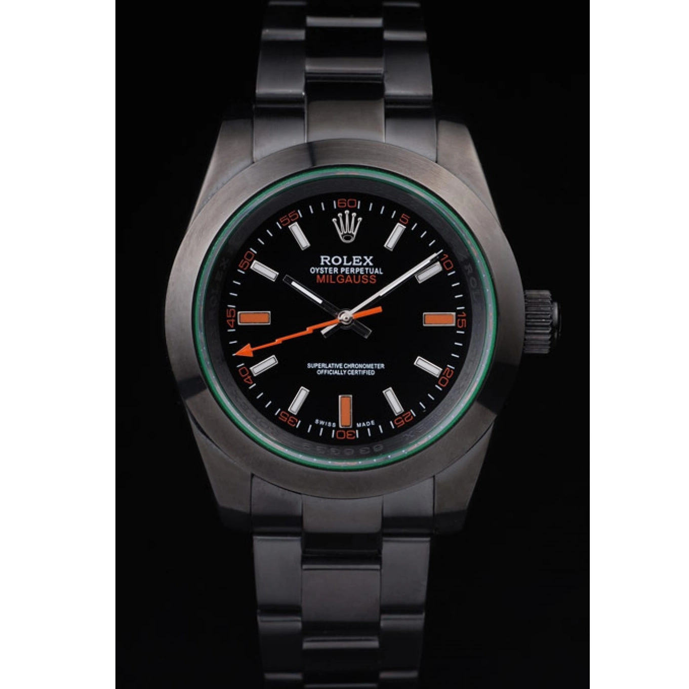AAA replica watch Black Dial Green Milgauss Pro-Hunter Saphire Rolex Tinted 0711